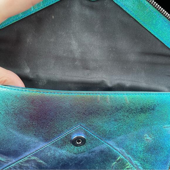 Rare Rebecca Minkoff Iridescent Blue Envelope Clutch - Picture 4 of 7